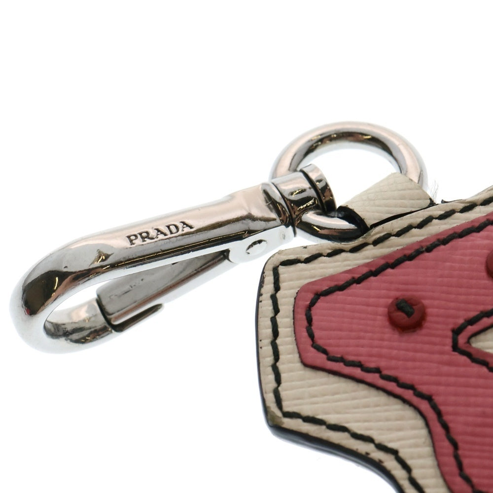 PRADA(プラダ) LOVE Saffiano Leather Keychain ラブ サフィアーノ キーリング ピンク