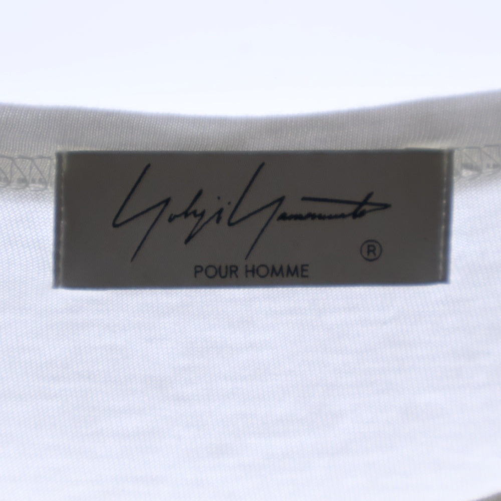 Yohji Yamamoto POUR HOMME(ヨウジヤマモト プールオム) クルーネック 半袖Tシャツ カットソー ホワイト HE-T02-070
