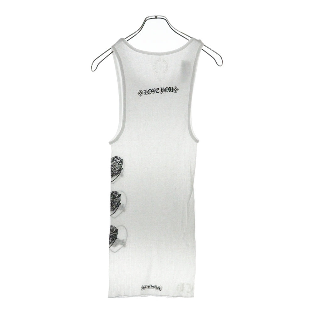 CHROME HEARTS(クロムハーツ) LOVE YOU RIB TANK WHITE オンライン限定ハートプリント タンクトップ ノースリーブシャツ ホワイト