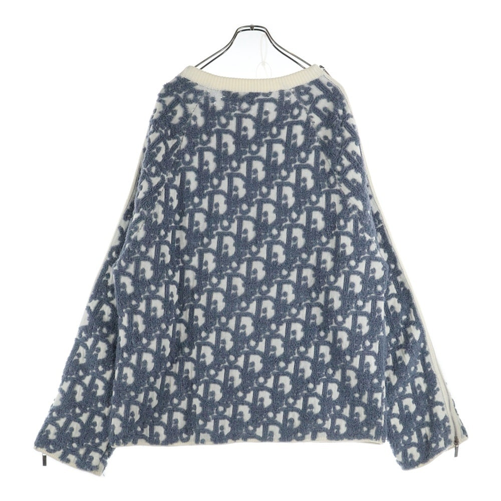 DIOR(ディオール) 24AW ジップデザイン テリー総柄ニット オブリーク ホワイト/ブルー 493M635AT847