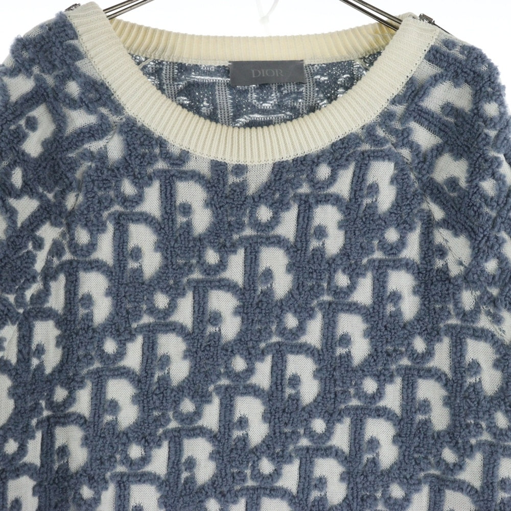 DIOR(ディオール) 24AW ジップデザイン テリー総柄ニット オブリーク ホワイト/ブルー 493M635AT847