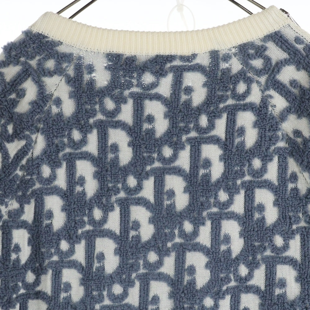 DIOR(ディオール) 24AW ジップデザイン テリー総柄ニット オブリーク ホワイト/ブルー 493M635AT847