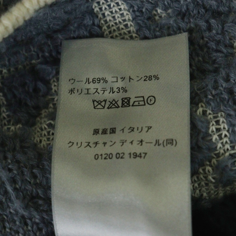 DIOR(ディオール) 24AW ジップデザイン テリー総柄ニット オブリーク ホワイト/ブルー 493M635AT847