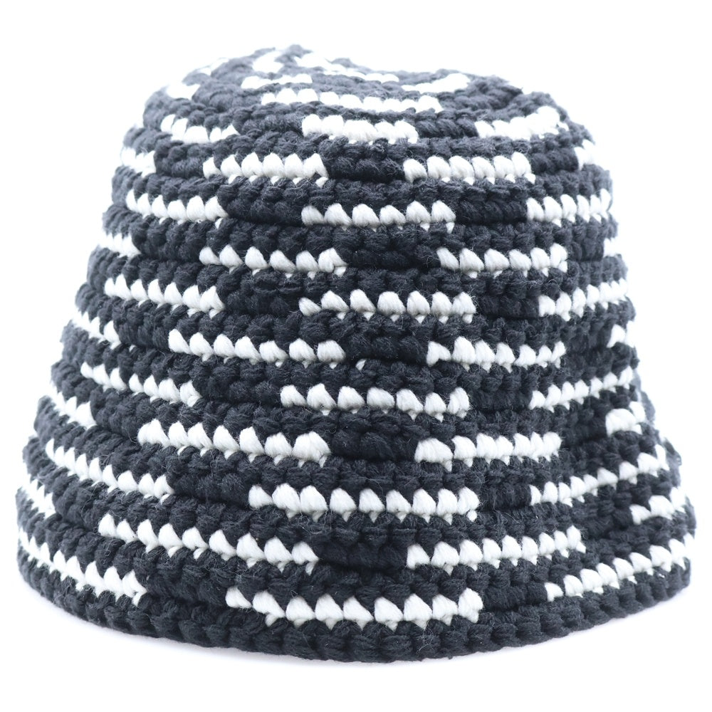 SAINT MICHAEL(セントマイケル) 25SS KNIT BUCKET HAT ニットバケットハット 帽子 ブラック/ホワイト SM-HR8-0000-084