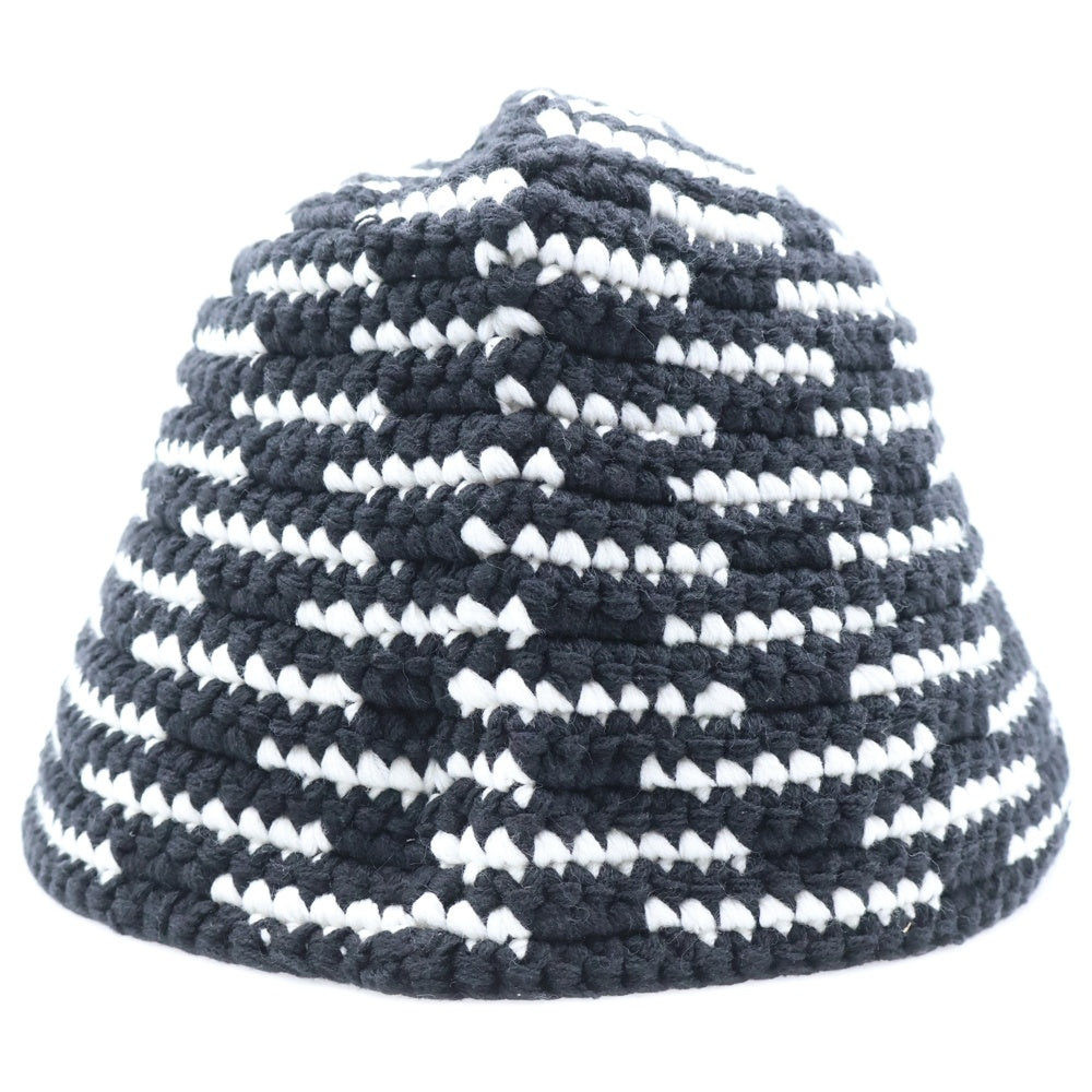 SAINT MICHAEL(セントマイケル) 25SS KNIT BUCKET HAT ニットバケットハット 帽子 ブラック/ホワイト SM-HR8-0000-084