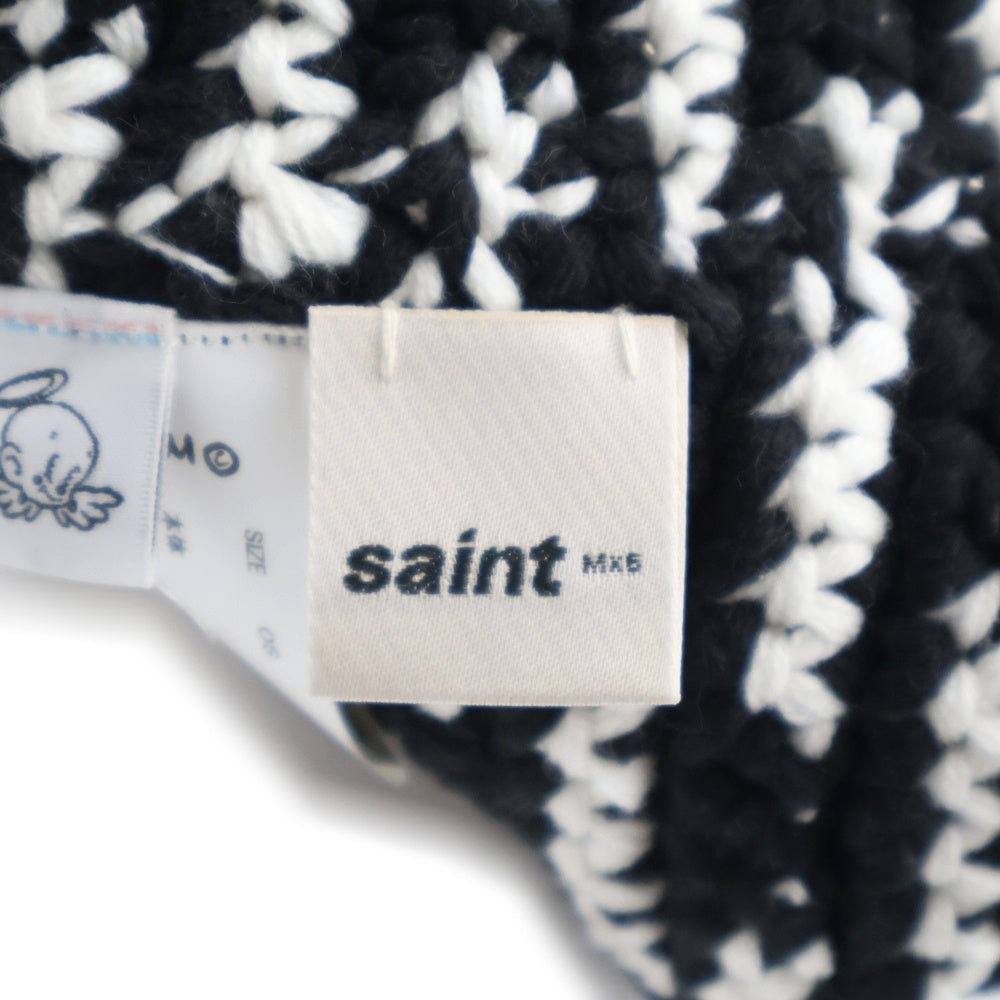 SAINT MICHAEL(セントマイケル) 25SS KNIT BUCKET HAT ニットバケットハット 帽子 ブラック/ホワイト SM-HR8-0000-084