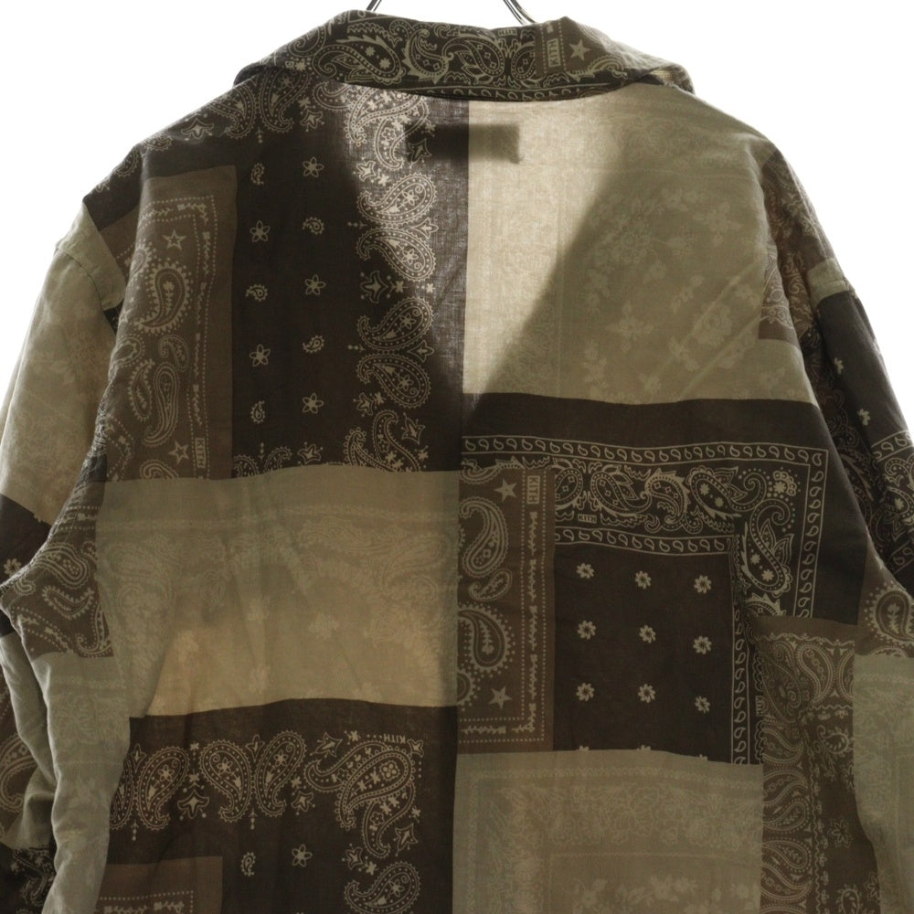 KITH(キス) Washed Cotton Bandana Boxy Collared Overshirt バンダナ長袖シャツ ブラウン