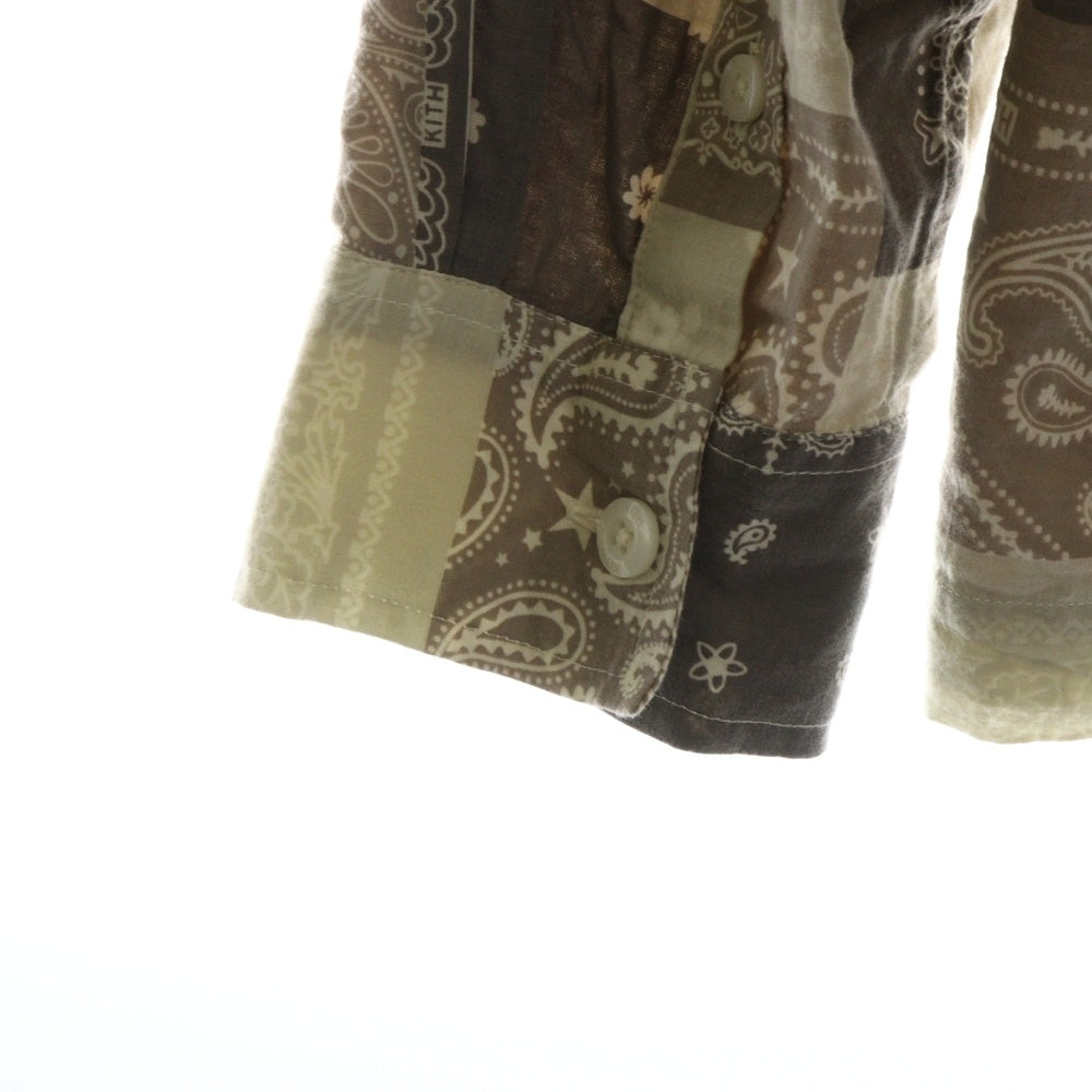 KITH(キス) Washed Cotton Bandana Boxy Collared Overshirt バンダナ長袖シャツ ブラウン