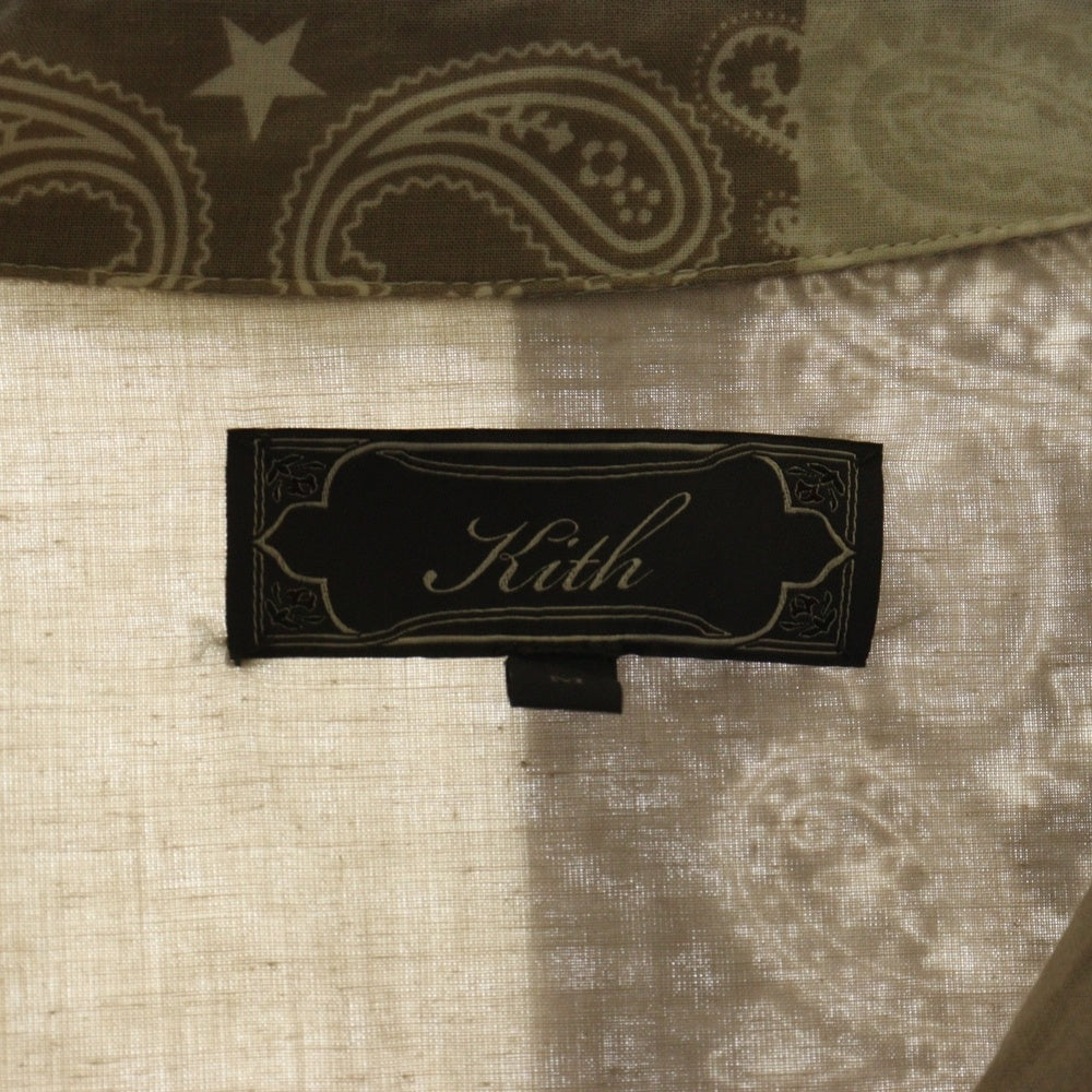 KITH(キス) Washed Cotton Bandana Boxy Collared Overshirt バンダナ長袖シャツ ブラウン