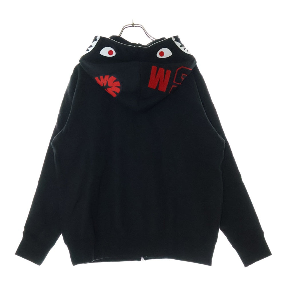 adidas Originals(アディダスオリジナルス) ×A BATHING APE BAPE SHARK FZ H アベイシングエイプ シャーク ジップアップスウェットパーカー フーディー ブラック JN7119