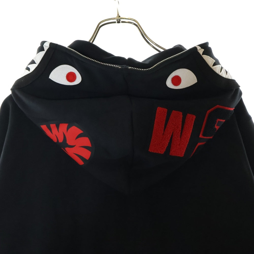 adidas Originals(アディダスオリジナルス) ×A BATHING APE BAPE SHARK FZ H アベイシングエイプ シャーク ジップアップスウェットパーカー フーディー ブラック JN7119