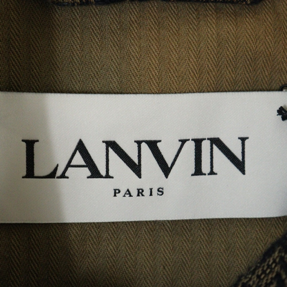 LANVIN(ランバン) Rosenquist Oversized Logo Embroidered Denim Shirt 総柄 オーバーサイズ 長袖デニムシャツ ジャケット ネイビー OU0516-D046-A22