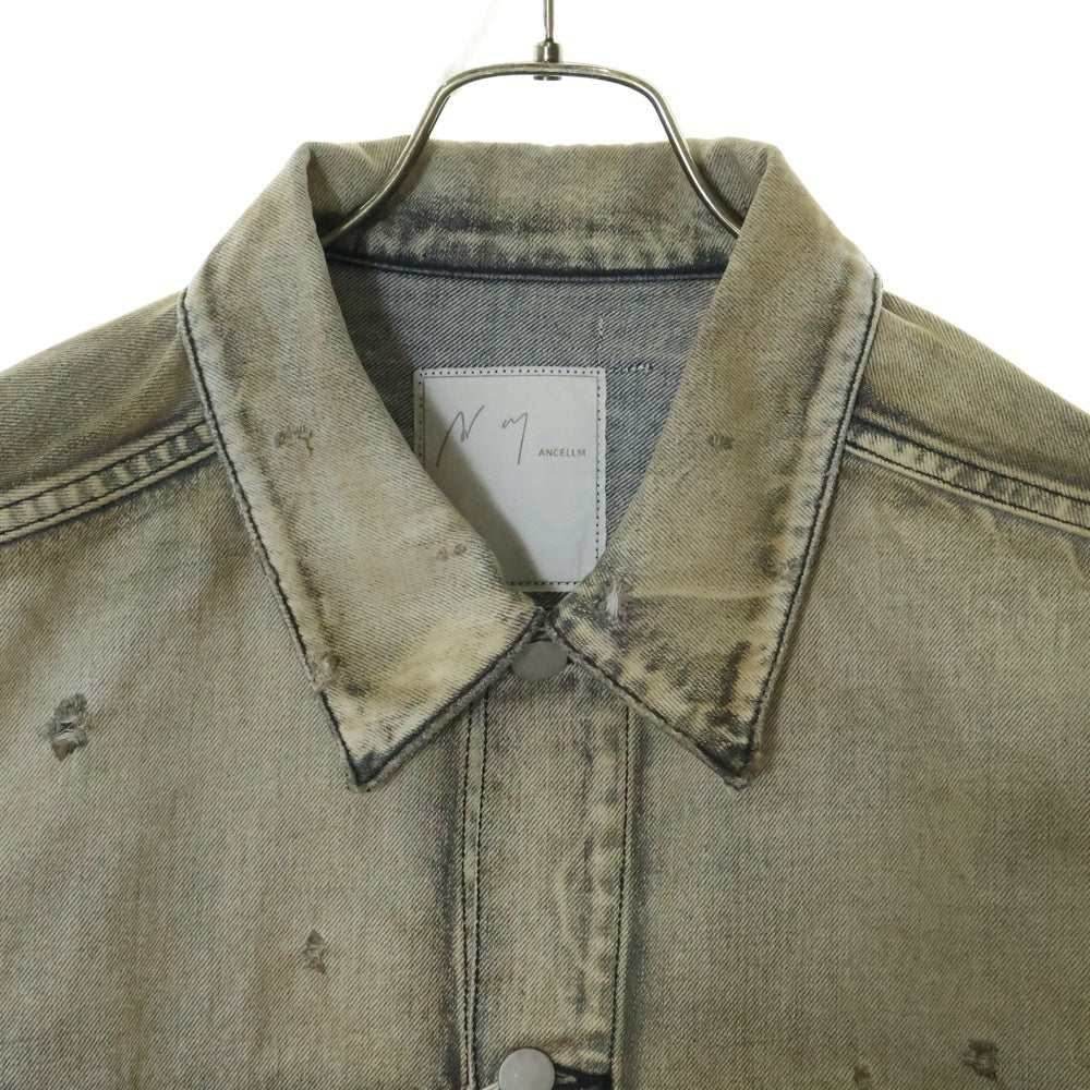 ANCELLM(アンセルム) 24SS CRASH DENIM JACKET TYPE-2 クラッシュ加工 デニムジャケット グレー ANC-JK32