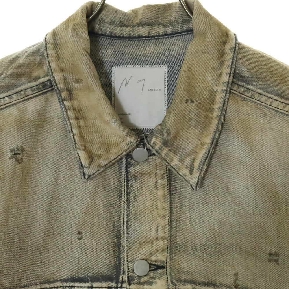 ANCELLM(アンセルム) 24SS CRASH DENIM JACKET TYPE-2 クラッシュ加工 デニムジャケット グレー ANC-JK32