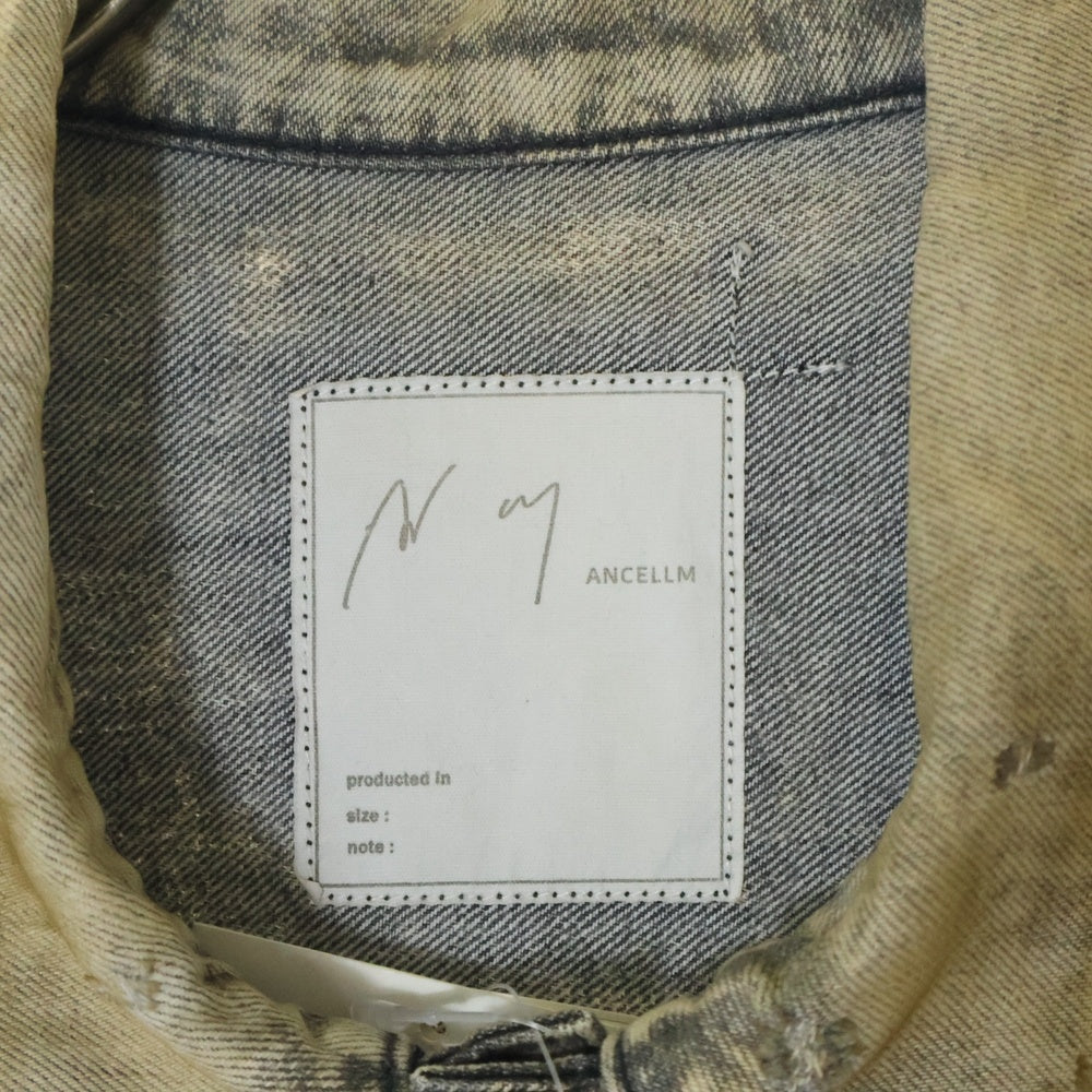 ANCELLM(アンセルム) 24SS CRASH DENIM JACKET TYPE-2 クラッシュ加工 デニムジャケット グレー ANC-JK32