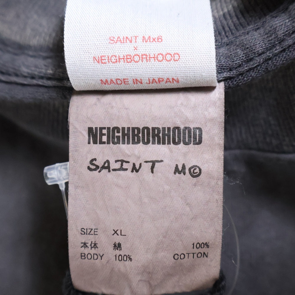 SAINT MICHAEL(セントマイケル) 25SS ×NEIGHBORHOOD STHD SS TEE HOOD ネイバーフッド フロントプリント 半袖Tシャツ グレー SM-HR8-0000-C69