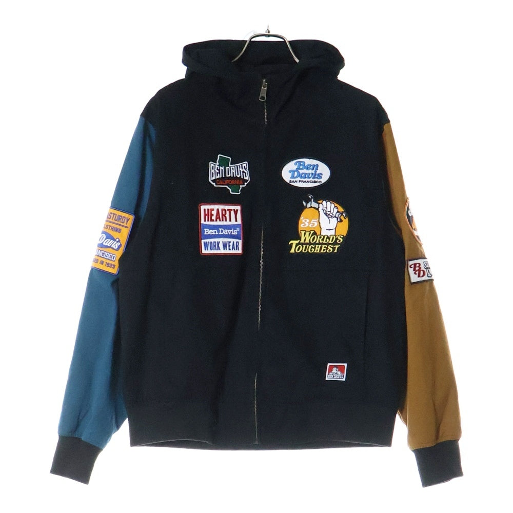 BEN DAVIS(ベンデイビス) ロゴワッペン フーデッド ジップアップブルゾン パーカー マルチ