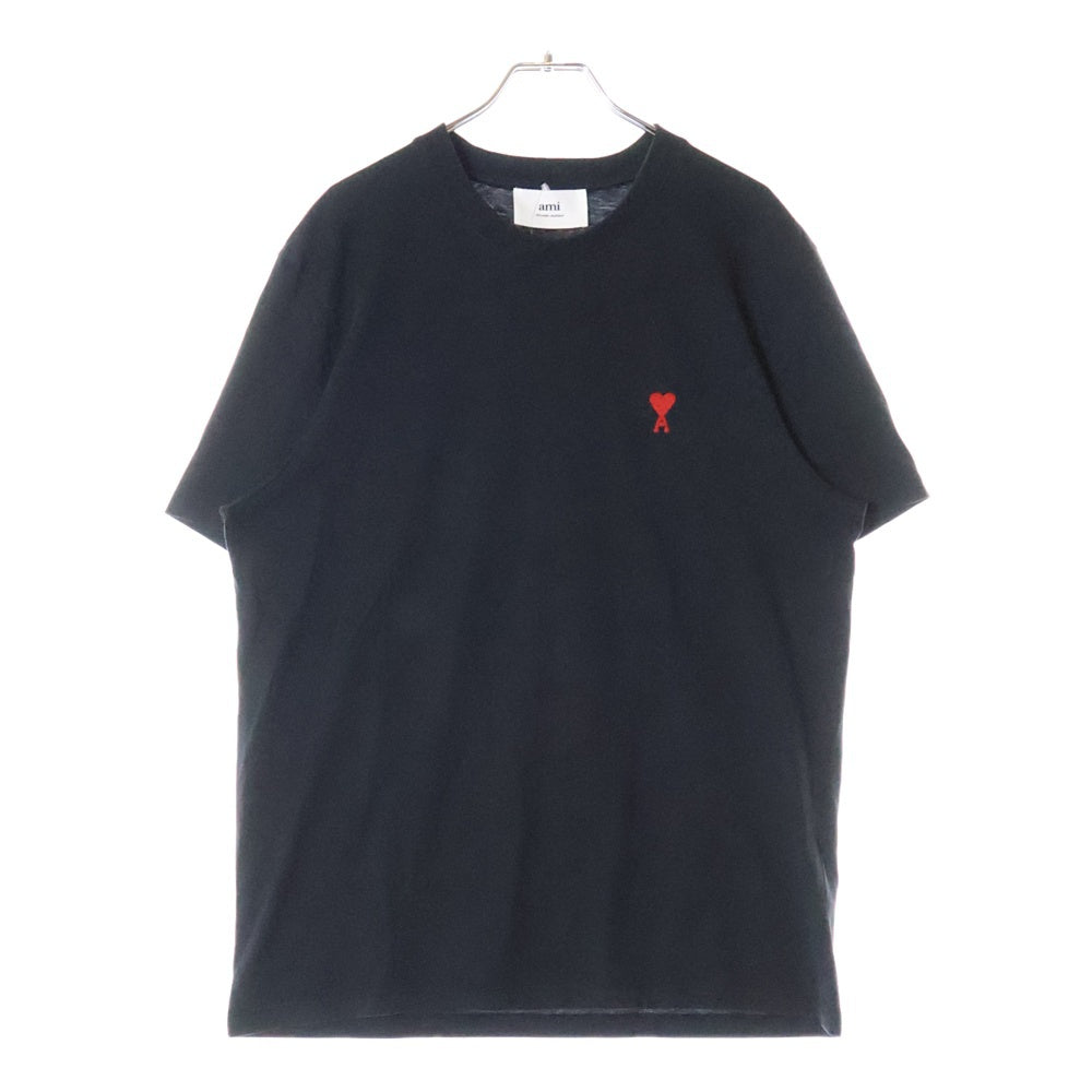 AMI Alexandre Mattiussi(アミアレクサンドルマテュッシ) AMI DE COEUR T-SHIRT ロゴ刺繍 半袖Tシャツ ブラック BFUTS001.724