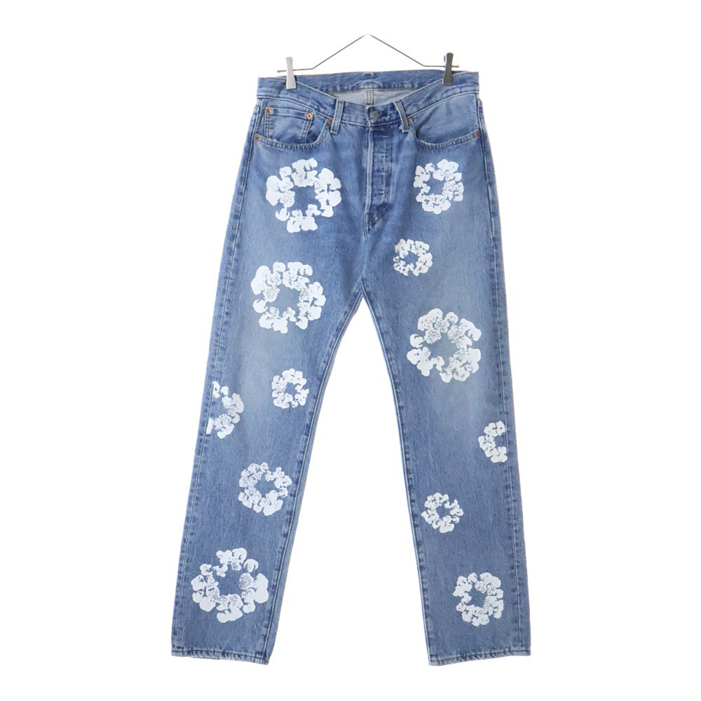 DENIM TEARS(デニムティアーズ) ×LEVI'S 501 COTTON WREATH CHAIN STITCH リーバイス フラワー刺繍デニムパンツ インディゴ PC9-A1592-0002