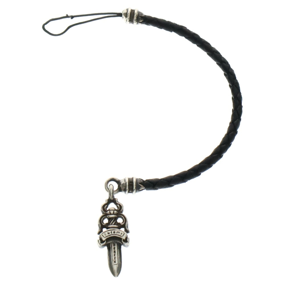 CHROME HEARTS(クロムハーツ) PHNSTRP DAGGER フォンストラップ ダガーチャーム付きレザー携帯ストラップ シルバー