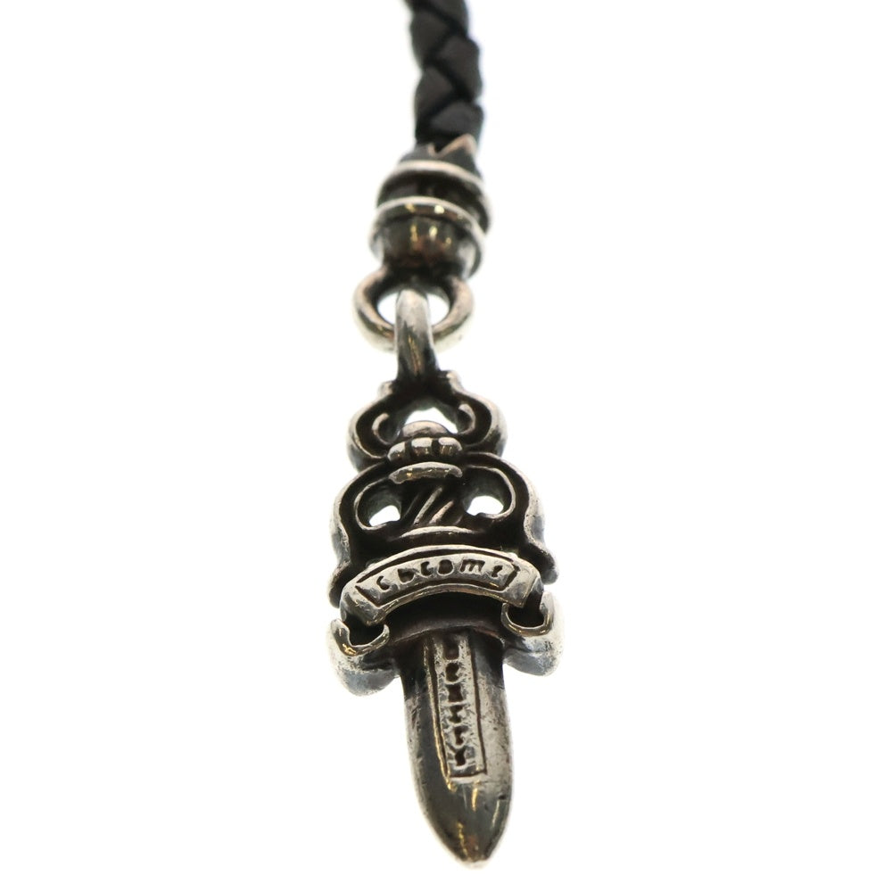 CHROME HEARTS(クロムハーツ) PHNSTRP DAGGER フォンストラップ ダガーチャーム付きレザー携帯ストラップ シルバー