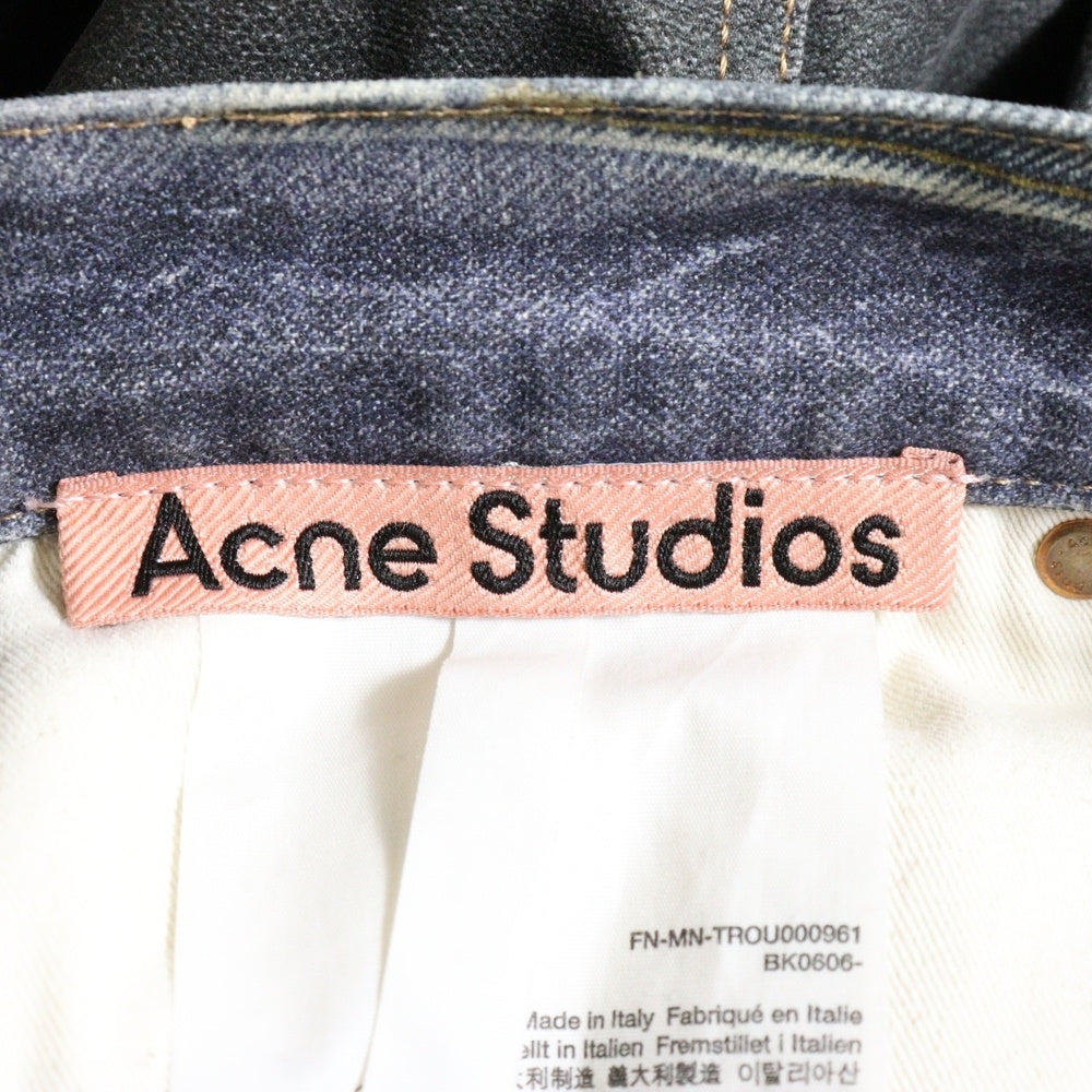 Acne Studios(アクネ ストゥディオズ) 24SS Leather Chaps Printed Jeans トロンプルイユ 転写プリントデニムパンツ インディゴ FN-MN-TROU000961