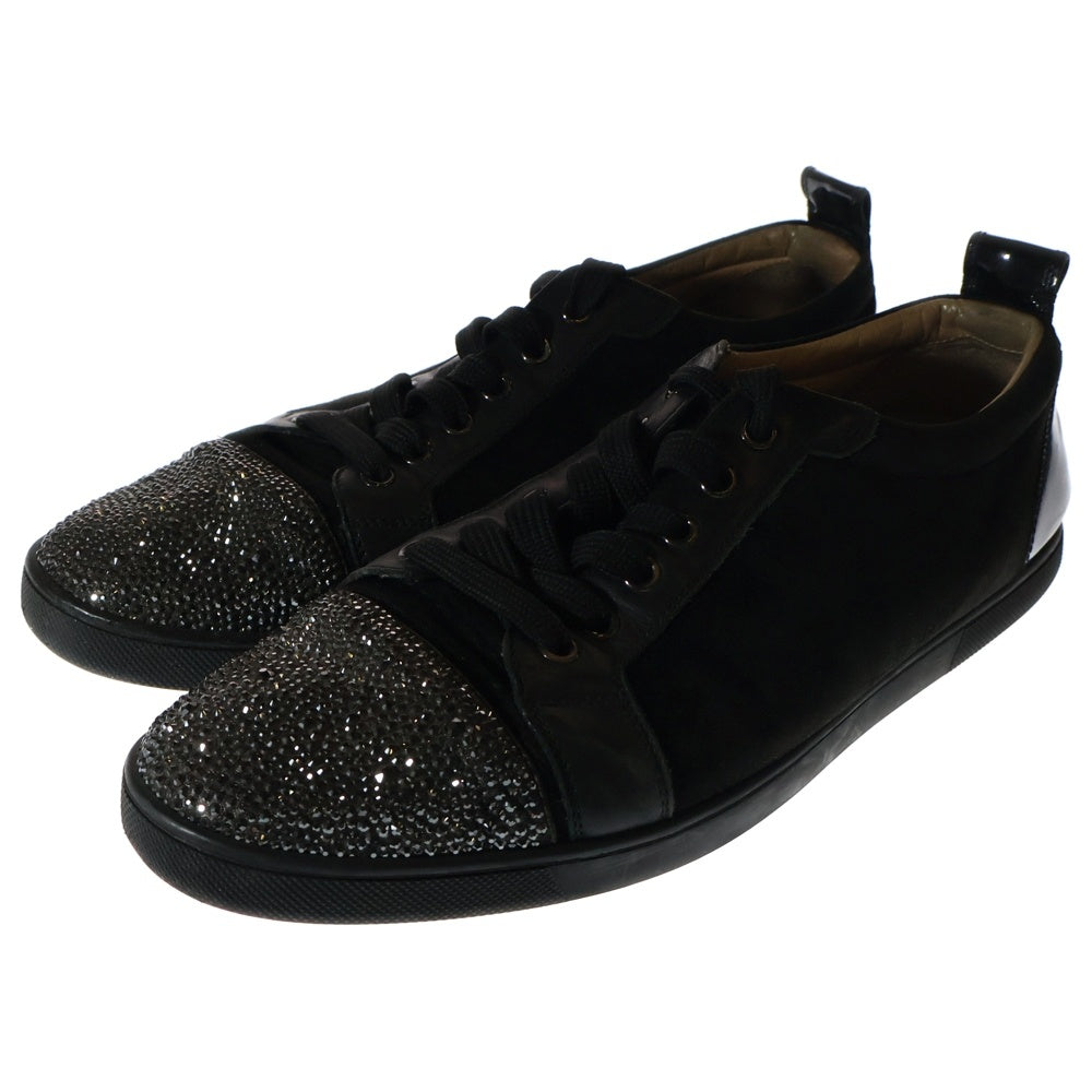 CHRISTIAN LOUBOUTIN(クリスチャンルブタン) スエード スタッド ストーン ローカットスニーカー ブラック