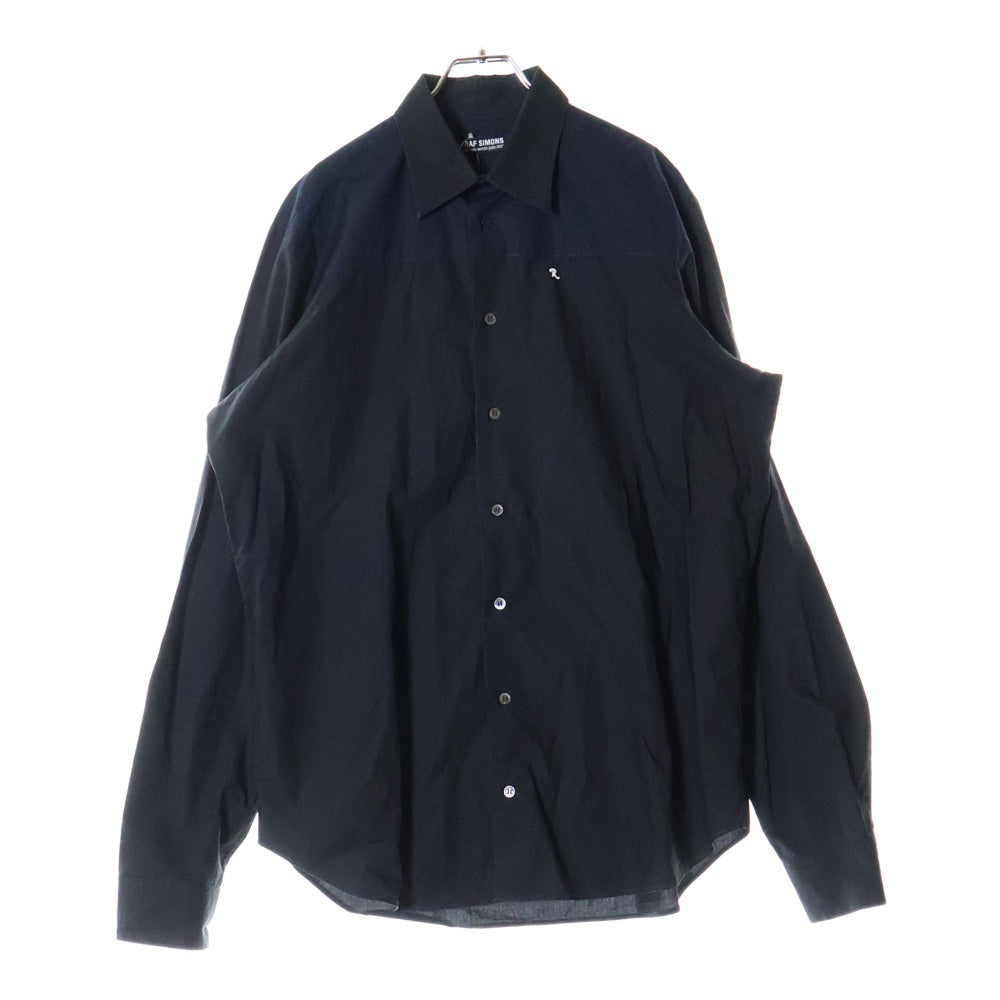 RAF SIMONS(ラフシモンズ) 22AW Bicolor Americano Shirt ロゴ刺繍 長袖シャツ ブラック 222-255