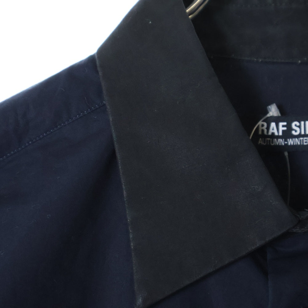 RAF SIMONS(ラフシモンズ) 22AW Bicolor Americano Shirt ロゴ刺繍 長袖シャツ ブラック 222-255