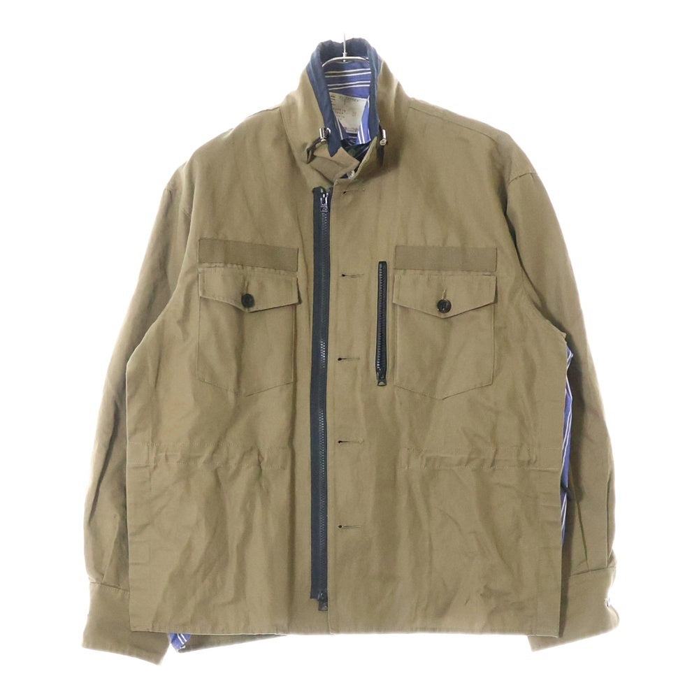 Sacai(サカイ) 22AW Fabric Combo Shirts ファブリックコンボシャツ レイヤード 長袖シャツ カーキ 22-02782M