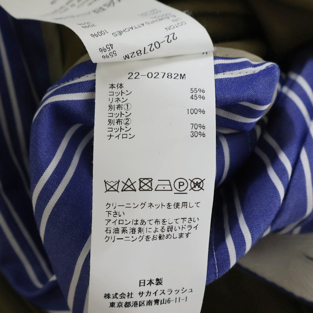 Sacai(サカイ) 22AW Fabric Combo Shirts ファブリックコンボシャツ レイヤード 長袖シャツ カーキ 22-02782M