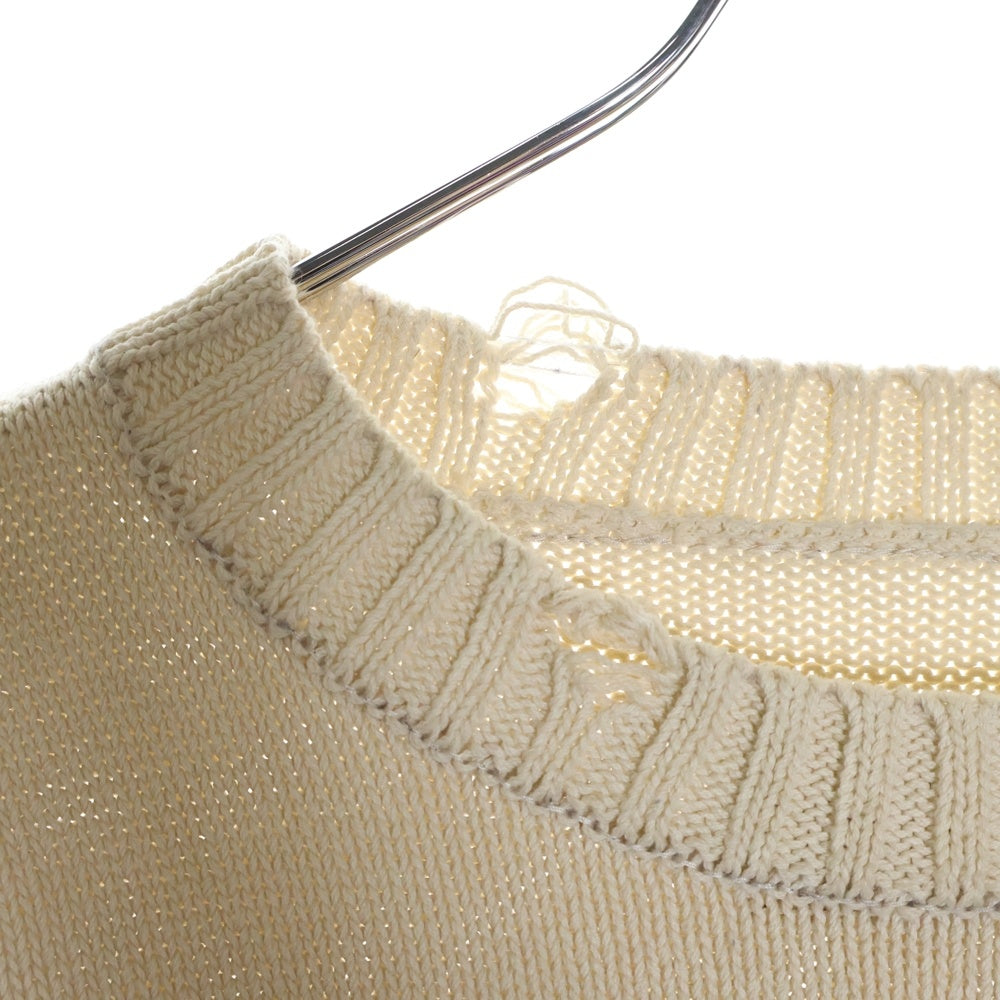 KAPITAL(キャピタル) 25SS Distressed Printed Cotton Sweater 5G綿ニット メモリアルペイント クルーネックニットセーター アイボリー K2503KN085