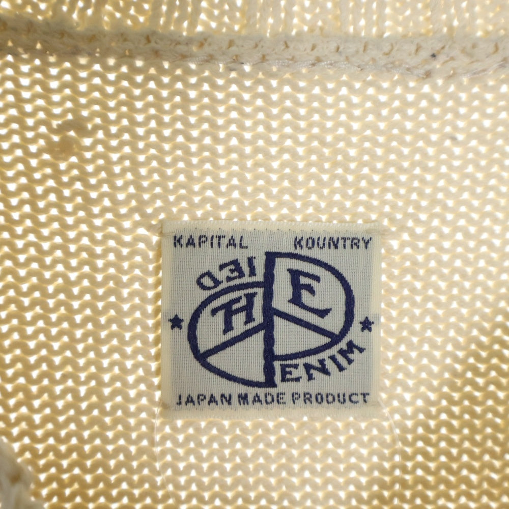 KAPITAL(キャピタル) 25SS Distressed Printed Cotton Sweater 5G綿ニット メモリアルペイント クルーネックニットセーター アイボリー K2503KN085