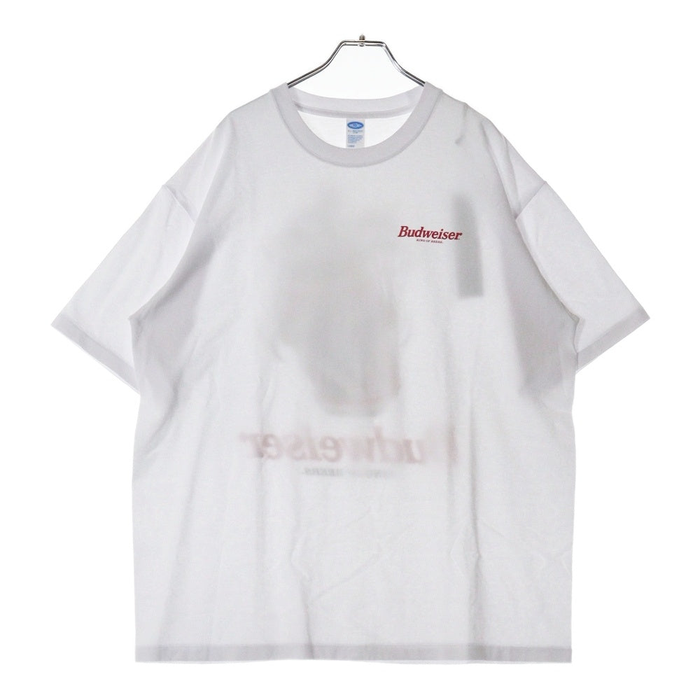 CHALLENGER(チャレンジャー) ×HAROSHI xBUDWEISER ×ハロシ ×バドワイザ- バックプリント 半袖Tシャツ カットソー ホワイト CLG BUD 025-003