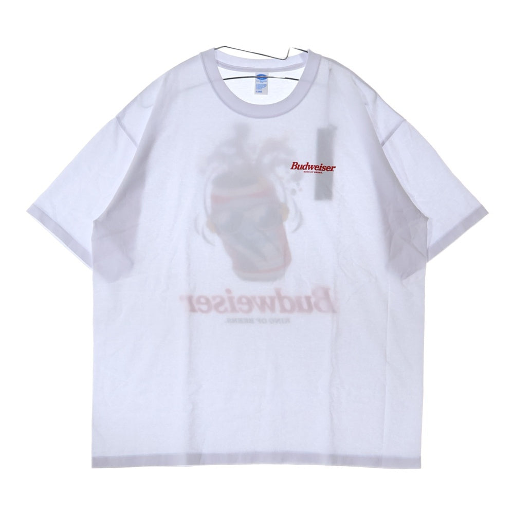 CHALLENGER(チャレンジャー) ×HAROSHI xBUDWEISER ×ハロシ ×バドワイザ- バックプリント 半袖Tシャツ カットソー ホワイト CLG BUD 025-003