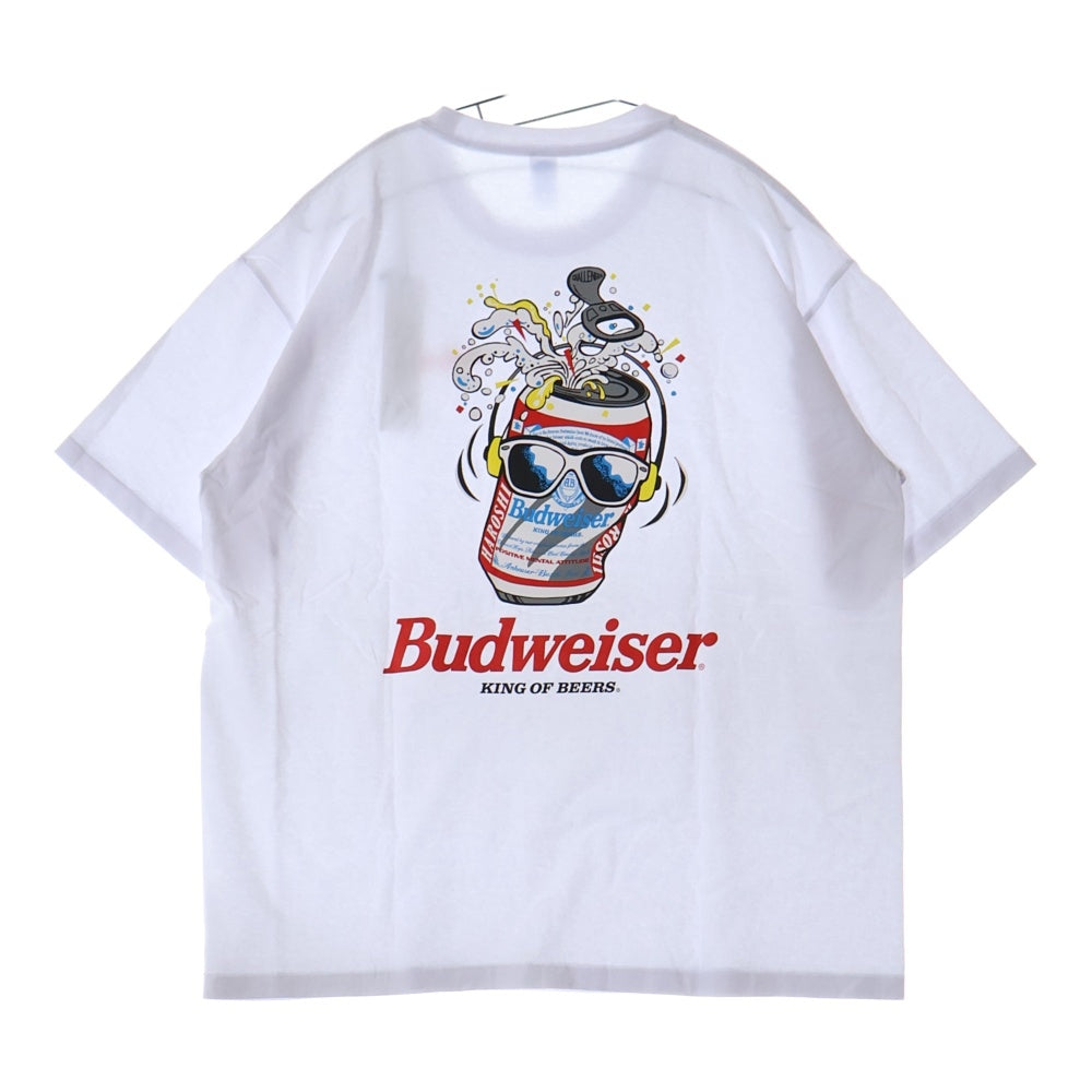 CHALLENGER(チャレンジャー) ×HAROSHI xBUDWEISER ×ハロシ ×バドワイザ- バックプリント 半袖Tシャツ カットソー ホワイト CLG BUD 025-003