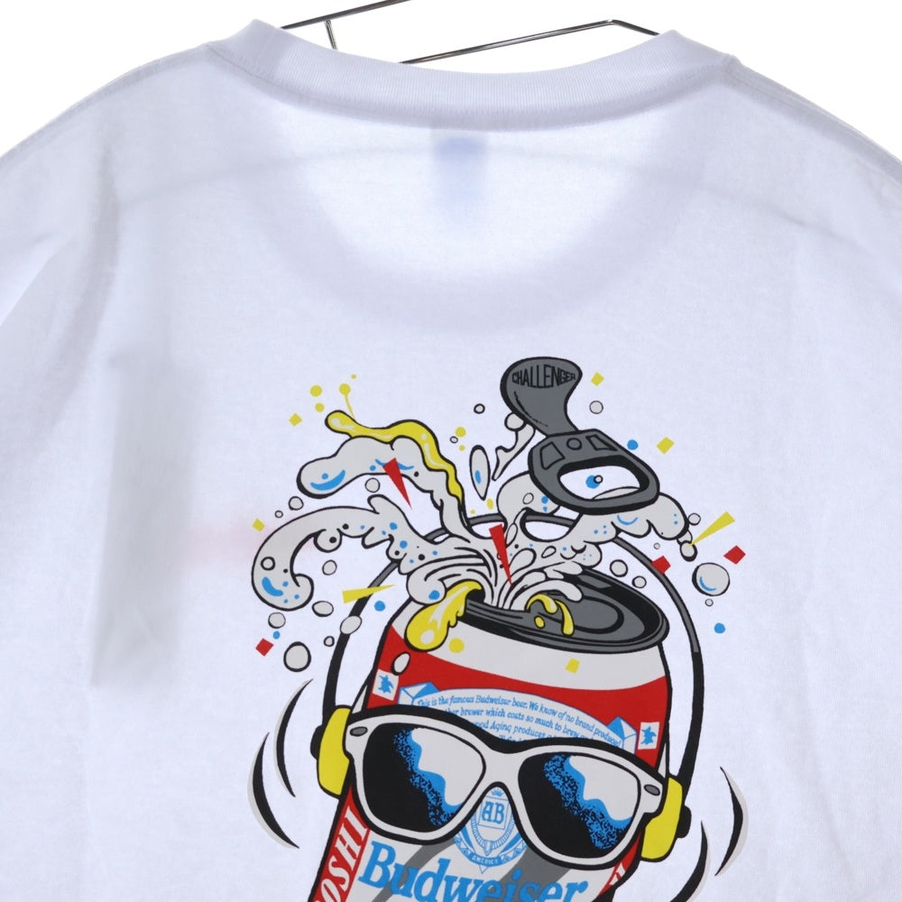 CHALLENGER(チャレンジャー) ×HAROSHI xBUDWEISER ×ハロシ ×バドワイザ- バックプリント 半袖Tシャツ カットソー ホワイト CLG BUD 025-003