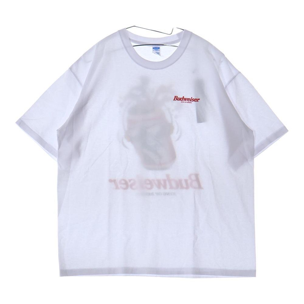 CHALLENGER(チャレンジャー) ×HAROSHI xBUDWEISER ×ハロシ ×バドワイザ- バックプリント 半袖Tシャツ カットソー ホワイト CLG BUD 025-003