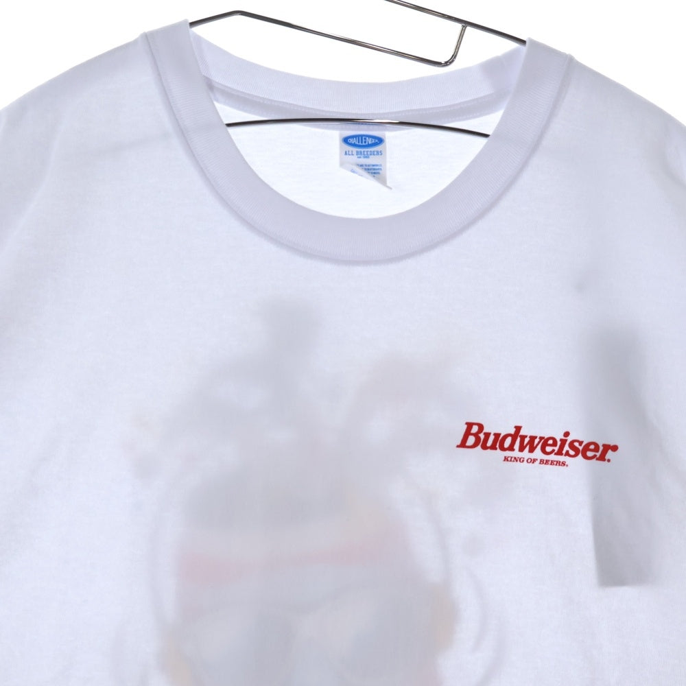 CHALLENGER(チャレンジャー) ×HAROSHI xBUDWEISER ×ハロシ ×バドワイザ- バックプリント 半袖Tシャツ カットソー ホワイト CLG BUD 025-003