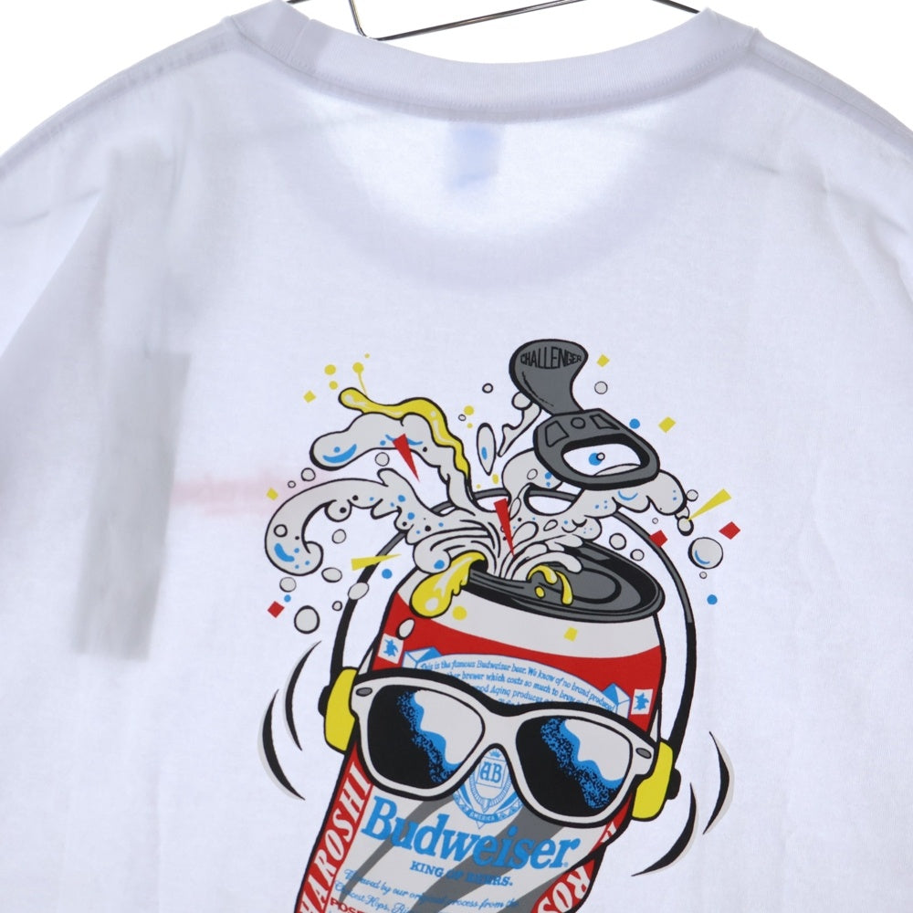CHALLENGER(チャレンジャー) ×HAROSHI xBUDWEISER ×ハロシ ×バドワイザ- バックプリント 半袖Tシャツ カットソー ホワイト CLG BUD 025-003