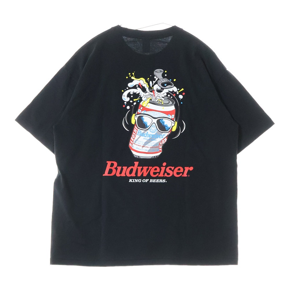 CHALLENGER(チャレンジャー) ×HAROSHI xBUDWEISER ×ハロシ ×バドワイザ- バックプリント 半袖Tシャツ カットソー ブラック CLG BUD 025-003