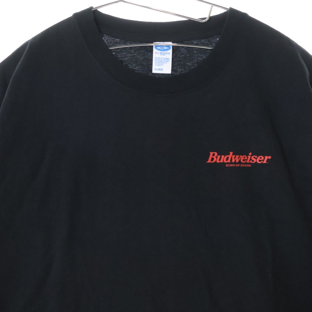 CHALLENGER(チャレンジャー) ×HAROSHI xBUDWEISER ×ハロシ ×バドワイザ- バックプリント 半袖Tシャツ カットソー ブラック CLG BUD 025-003