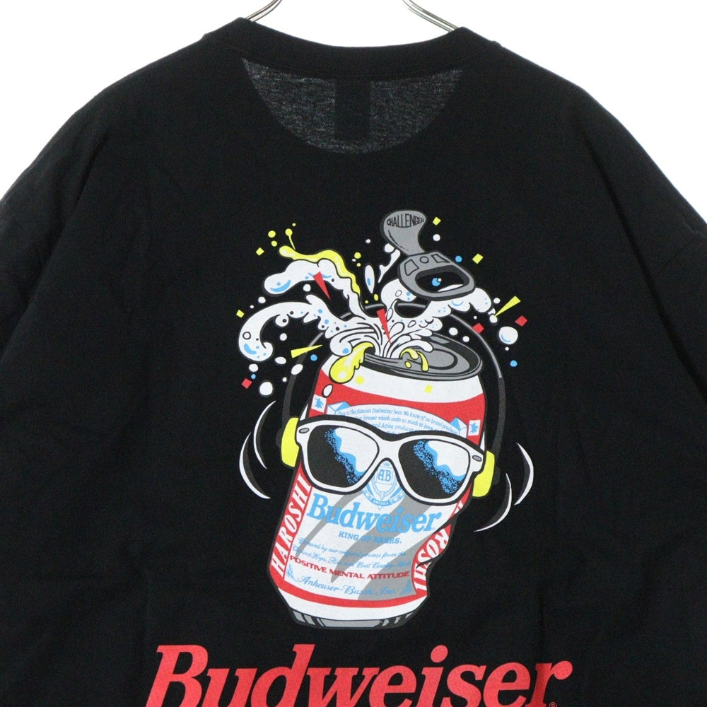 CHALLENGER(チャレンジャー) ×HAROSHI xBUDWEISER ×ハロシ ×バドワイザ- バックプリント 半袖Tシャツ カットソー ブラック CLG BUD 025-003