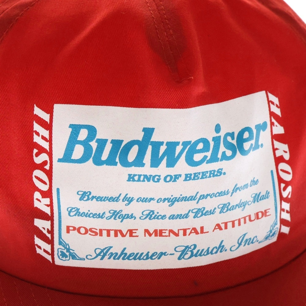 CHALLENGER(チャレンジャー) ×HAROSHI xBUDWEISER ×ハロシ ×バドワイザ- ロゴプリント ベースボールキャップ 帽子 レッド CLG BUD 025-004