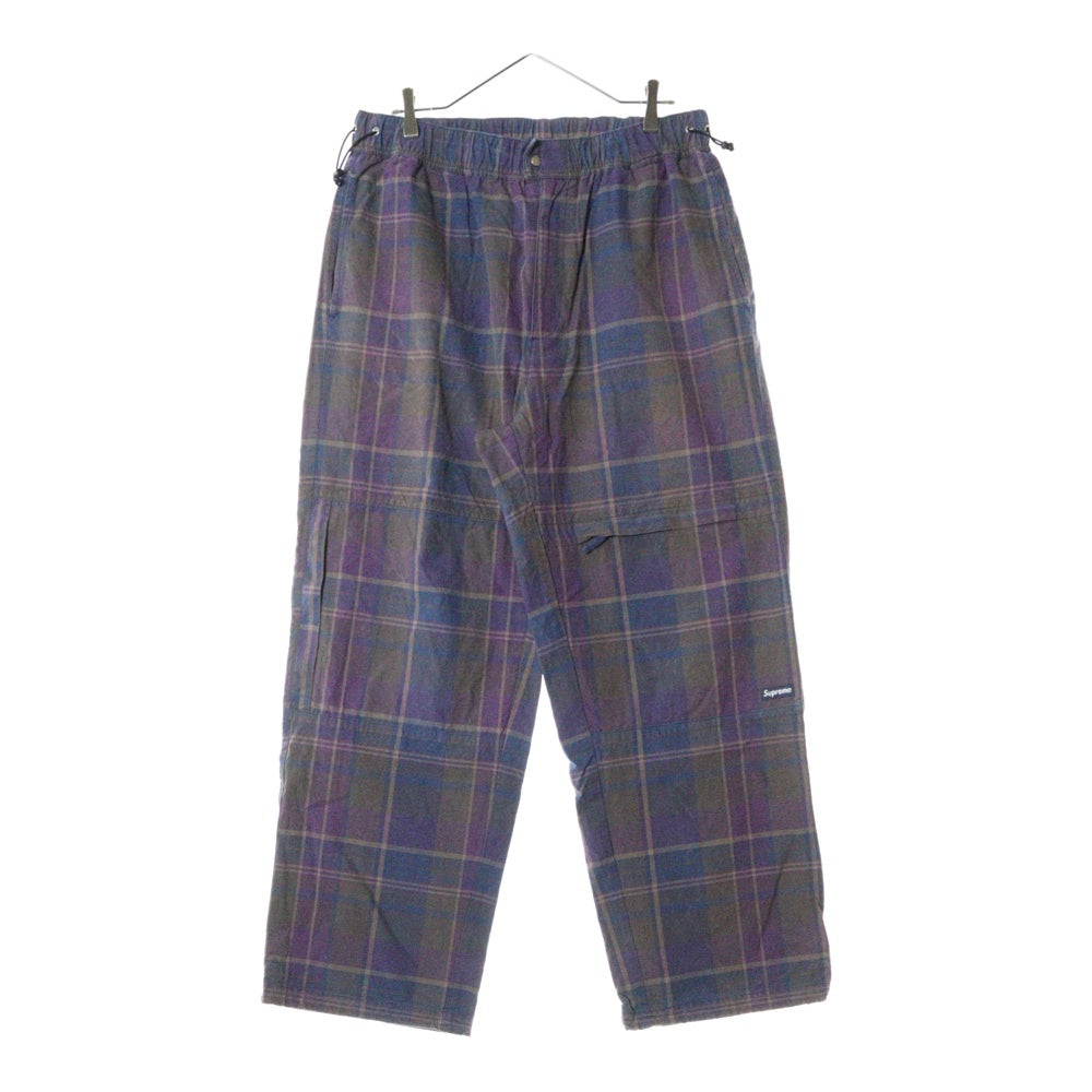 SUPREME(シュプリーム) 24SS Cotton Cinch Pant コットンシンチパンツ チェックワイドパンツ パープル