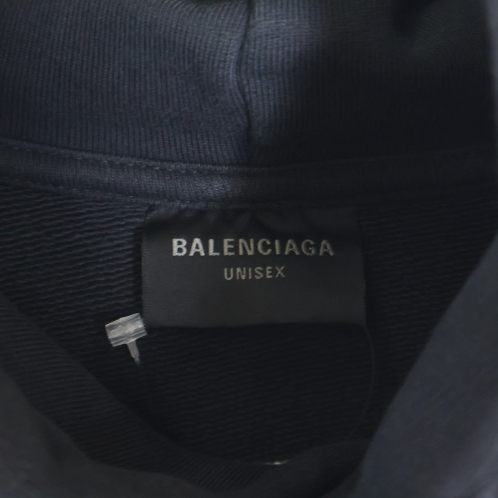BALENCIAGA(バレンシアガ) Large Fit Hoodie ダメージ加工 プルオーバースウェットパーカー フーディー ブラック 803265 TRVA2