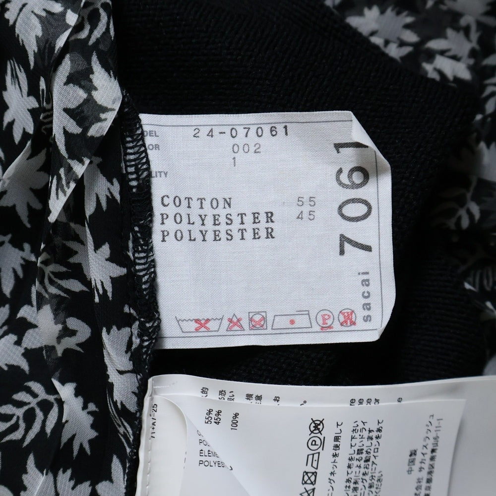 Sacai(サカイ) バックプリーツ 半袖ニットTシャツ ブラック レディース 24-07061