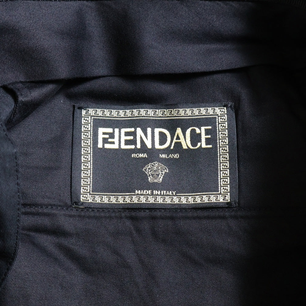 FENDI(フェンディ) ×VERSACSE サイドライン ズッカ柄 コットンハーフパンツ ショーツ ブラック FB0521