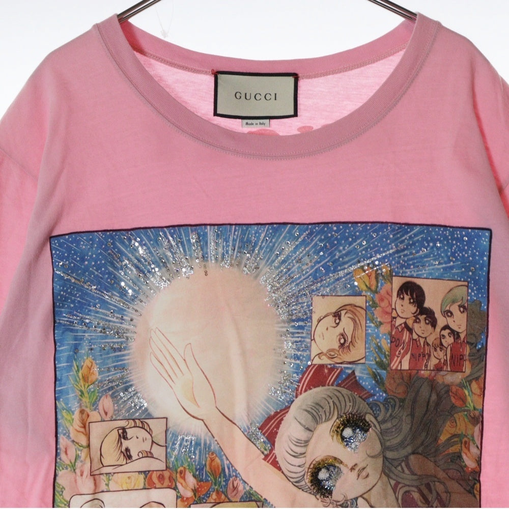 GUCCI(グッチ) T-Shirt 井出ちかえ スパンコール装飾 半袖Tシャツ ピンク 492347 X912B
