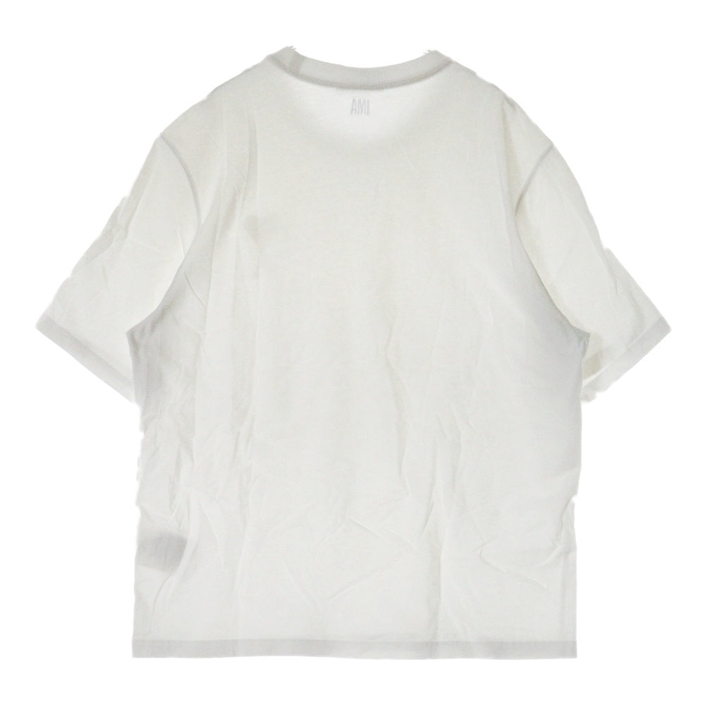 AMI Alexandre Mattiussi(アミアレクサンドルマテュッシ) T-Shirt ロゴ刺繍半袖Tシャツ ホワイト A21HJ128.726
